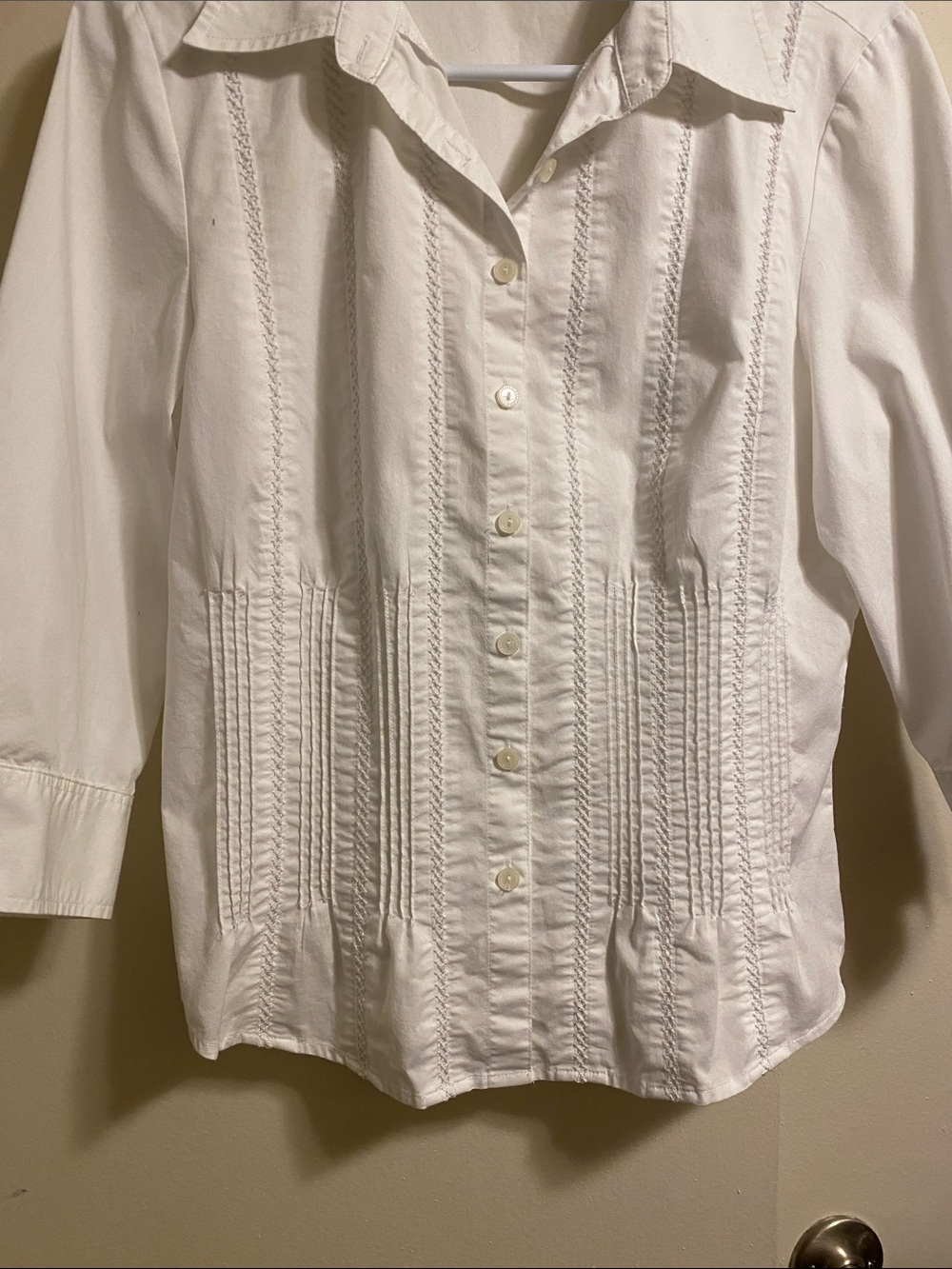 FDJ French Dressing White Pintuck Button-Up Blouse Size 8 - Picture 10 of 16